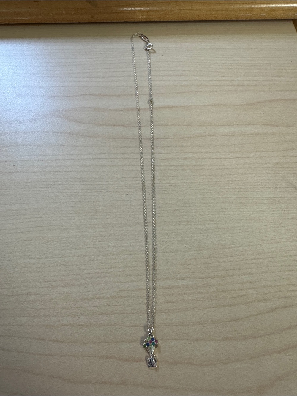 Disney Silver Necklace with Multicolor Gem Balloon Charm